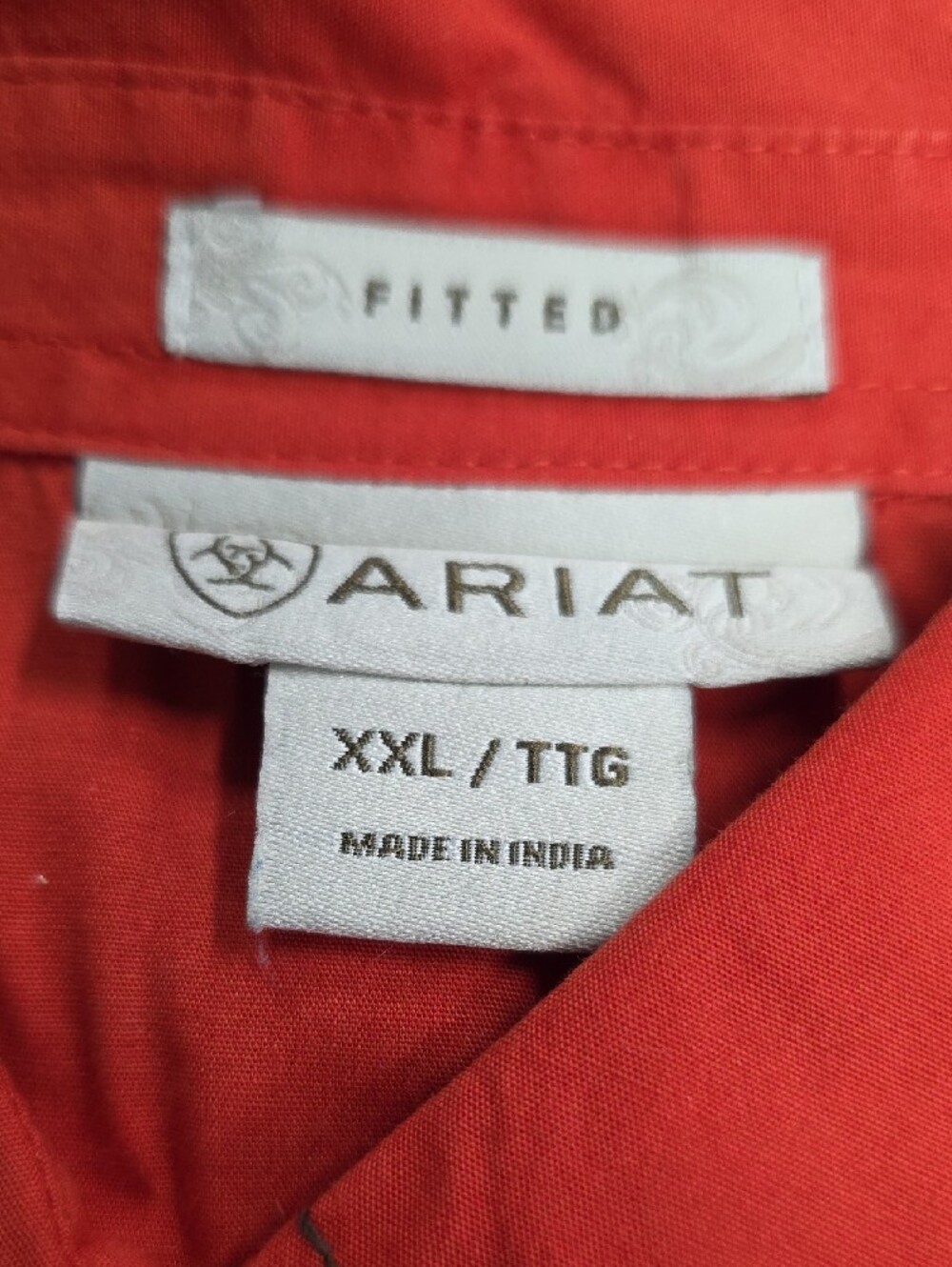 Ariat Womens Orange Button-Down Shirt with White Embroidery - Picture 3 of 6